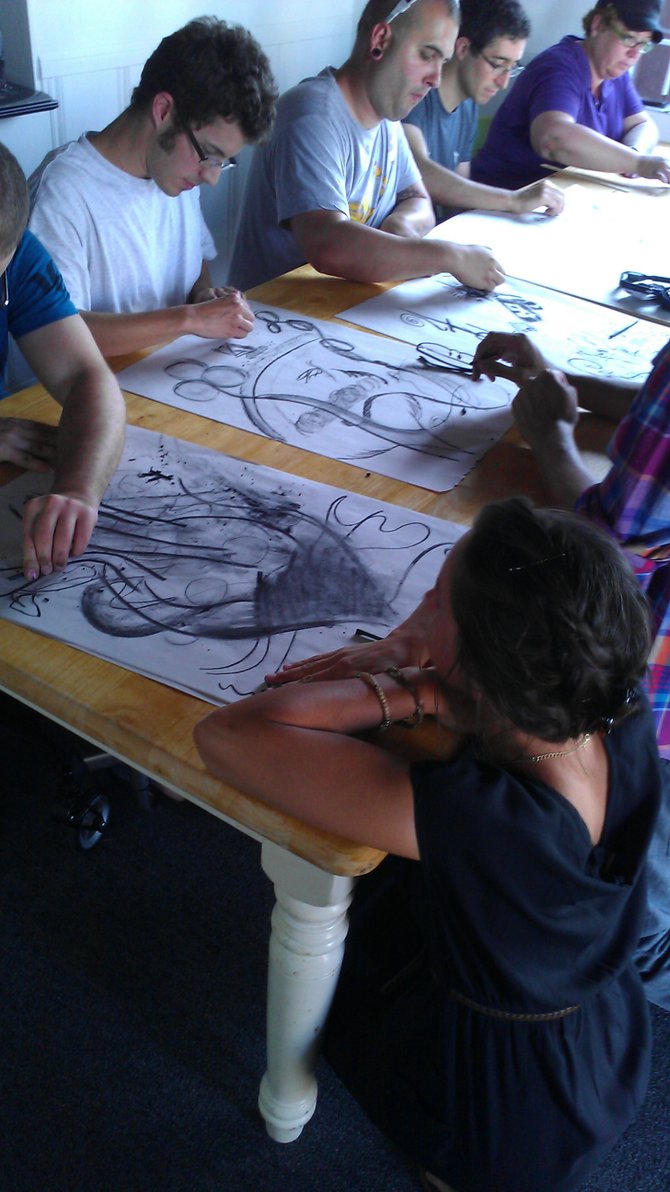 Artists working at a Little Fish meetup last week