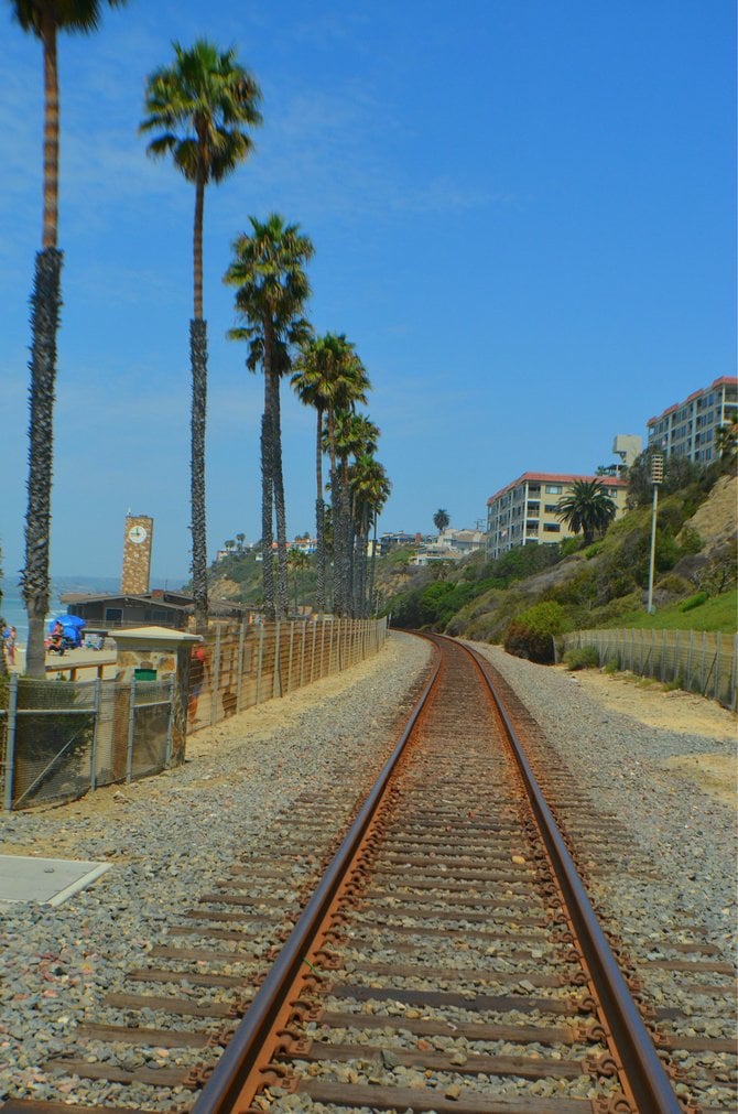 Train tracks at the Amtrak stop in San Clemente.