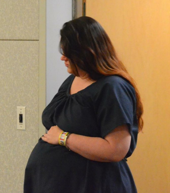 Dorothy Maraglino, noticably pregnant at past hearings, has reportedly given birth.  Photo Weatherston.