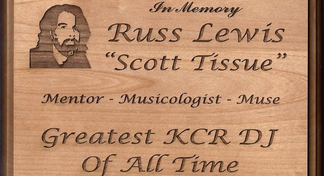 This laser-etched red alder plaque now hangs at the KCR studio. 