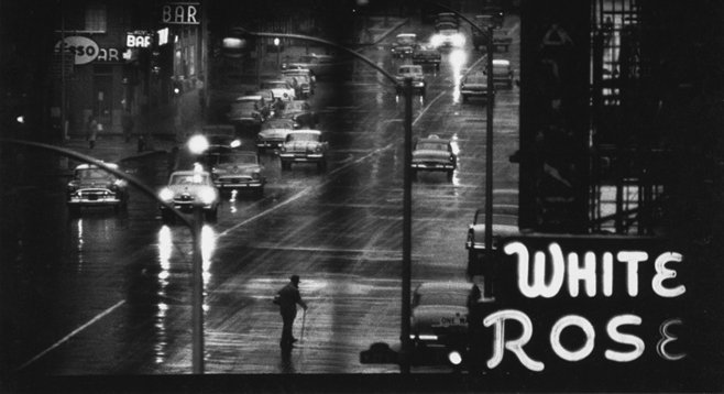 Like most street photographers, Smith was mad for signage (White Rose sign ca. 1957).