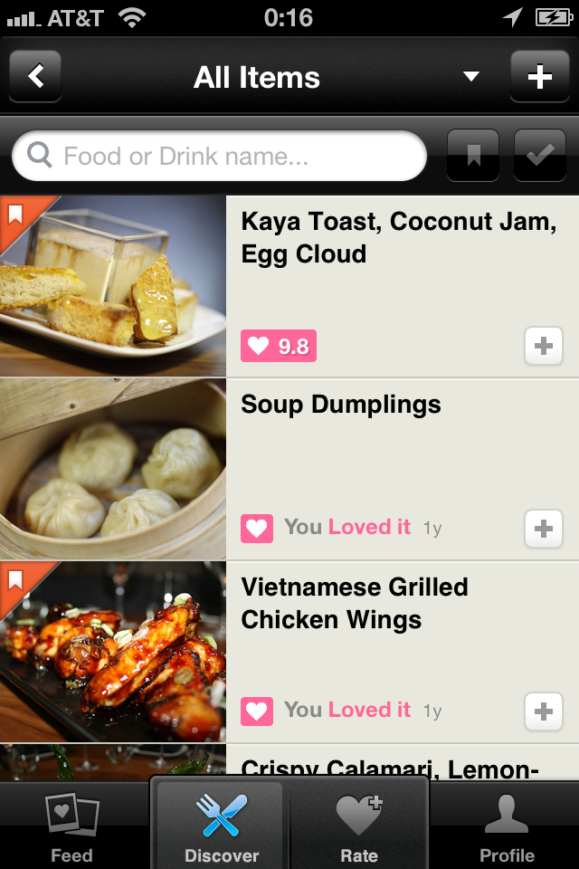 Sample of a Forkly menu showing some dishes that have garnered enthusiastic ratings