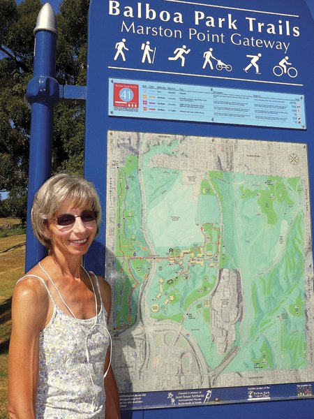 Balboa Park’s Trail 43 has been renamed the Jerry Schad trail.  The late Roam-O-Rama columnist and his wife Peg Reiter (insert) walked the trail on their first date.