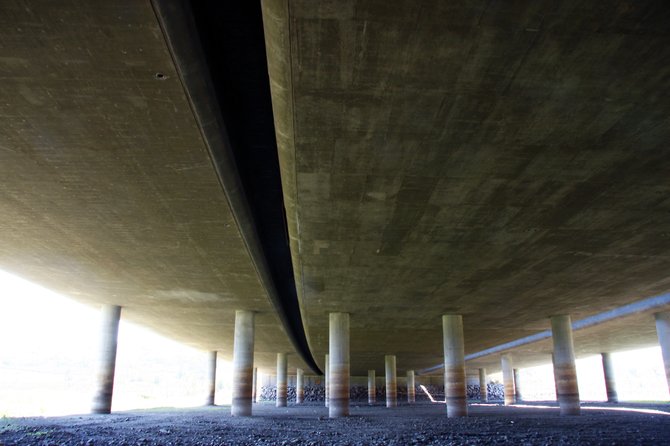 The underside of Highway 15 at Lake Hodges