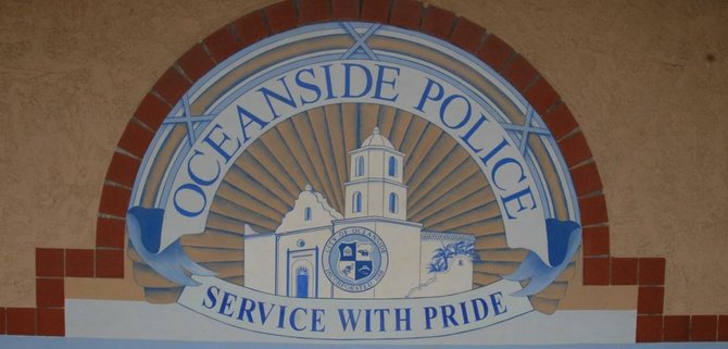 Oceanside Police headquarters, wall signage. Photo Weatherston