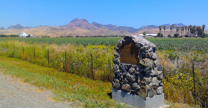 Travel. The world's smallest mountain range: the Sutter Buttes, seen on vacation, at the southern side, just outside of Yuba City. The historical marker informs that this is "THE SITE OF PROPAGATION OF THE THOMPSON SEEDLESS GRAPE." Your green table grapes came from here.