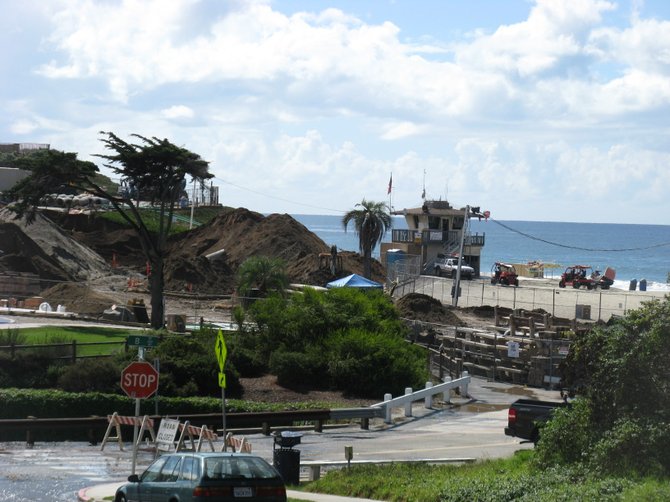 Moonlight Beach in Encinitas during the reconstruction.