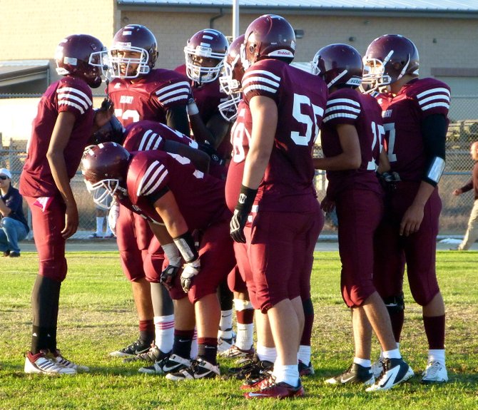 Kearny in the offensive huddle