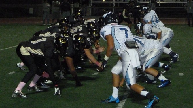 The line of scrimmage between Olympian and Otay Ranch