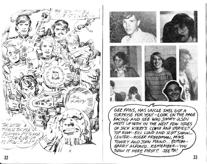 (Darkseid creator Jack Kirby’s drawing of the 5-String Mob, from the 1971 Comic-Con program book)