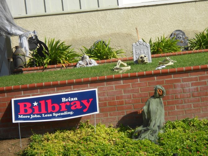 Not a Scott Peters fan but this Pt. Loma graveyard sign for Brian Bilbray is downright ghoulish!