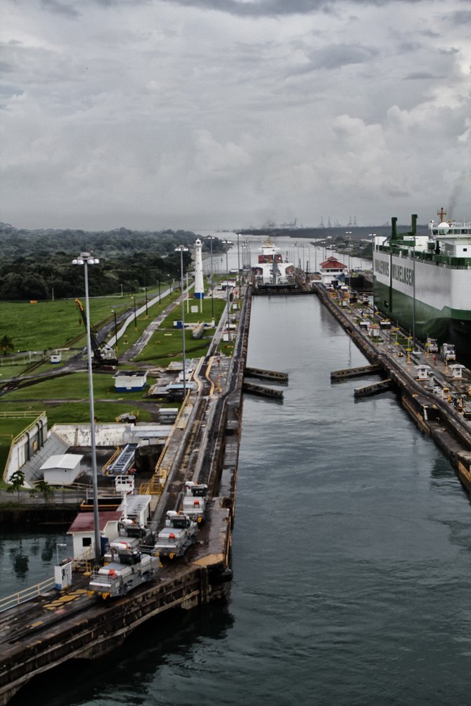 Panama Canal, entering the locks.  October 2012