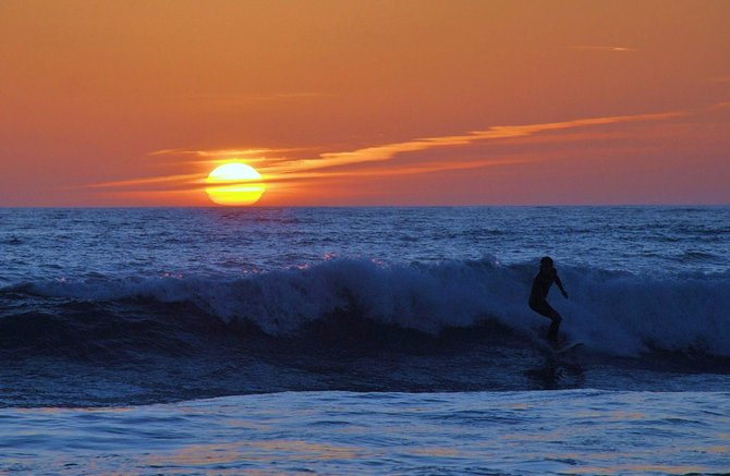 Surfer at Sunset , Cardiff Ca. 