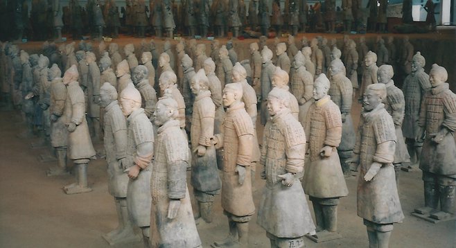 Recent estimates put the number excavated from Emperor Qin's terracotta army at 8,000 soldiers, 130 chariots and 670 horses. Thousands more lie waiting to be uncovered. 