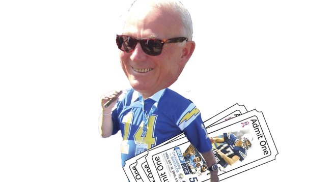 Jerry Sanders has been handing out free Chargers tickets to friends and political allies.
