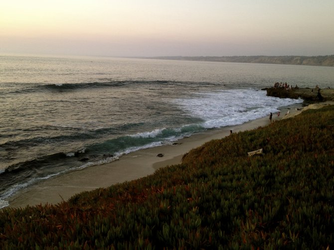 After sunset on a San Diego beach