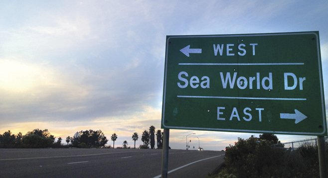 East meets West at Sea World Drive.
