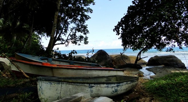 Abandoned boats near Victoria on the island of Mahé.