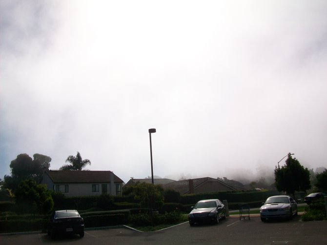Fog bank rolling into Point Loma, from Fresh & Easy parking lot.l
