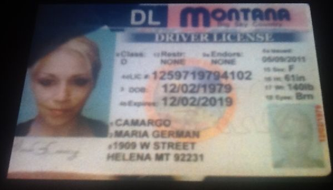 Phony license photographed by buyer who was ripped off