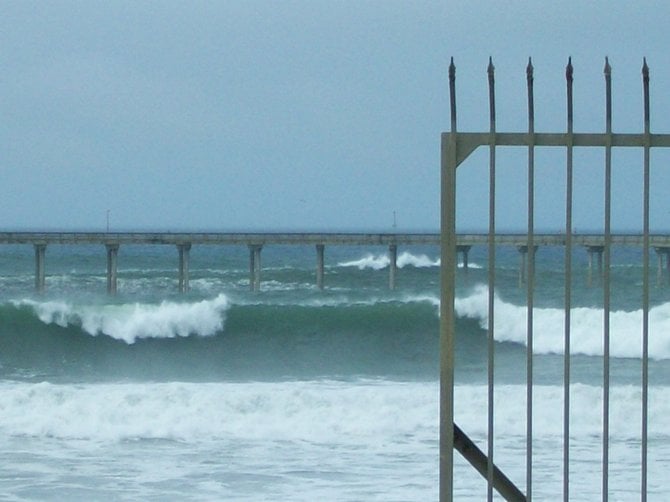 Ocean Beach Pier during the big waves in late 2012.
