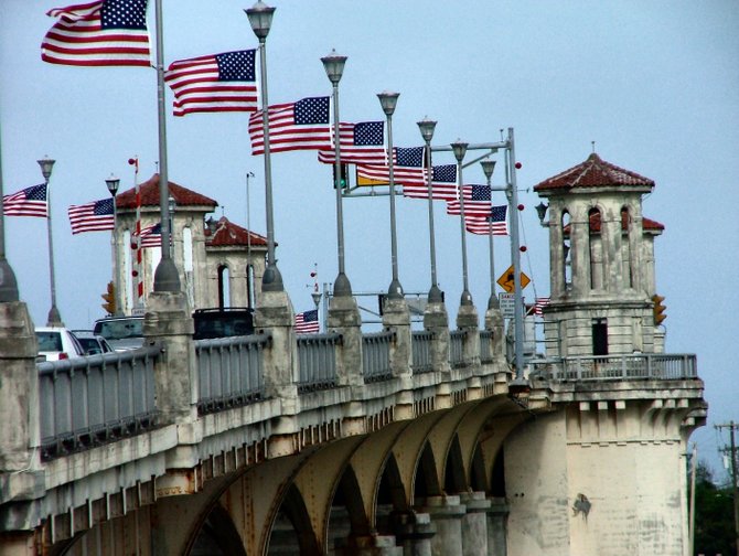 The "Bridge of Lions" in St Augustine, FL (celebrating July 4th)