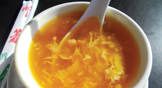 My egg-drop soup was not as good as Carla’s hot-and-sour soup.