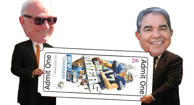 Before vacating the mayor’s office, Jerry Sanders gave Chargers tickets to fellow retired pol Rudy Castruita.
