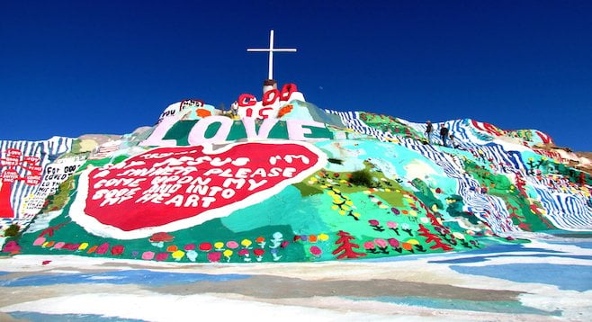 Knight began working on Salvation Mountain in Niland, CA, over 20 years ago, and this is the result. 