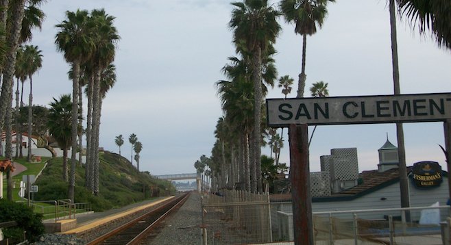 San Clemente's train "station" deposits you right in front of the pier.