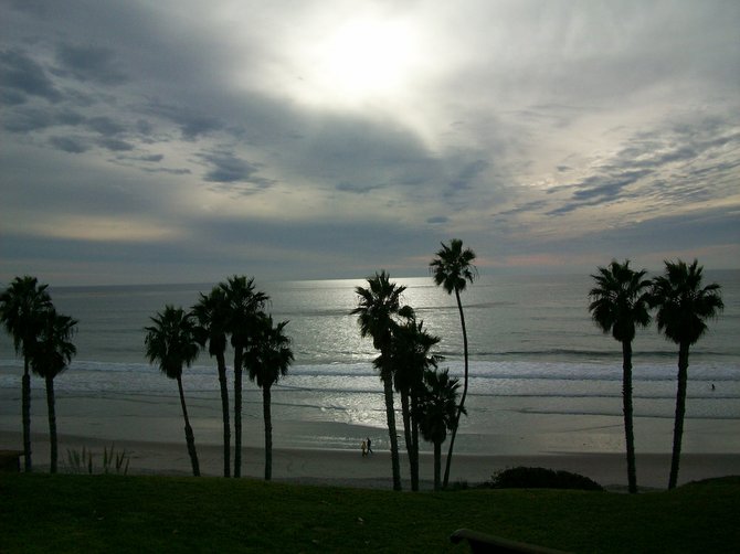 Winter view of the Pacific from San Clemente's Beachcomber Motel. 