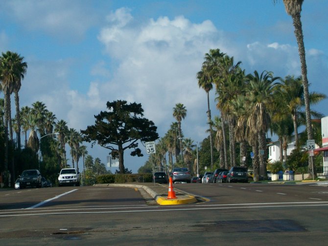 Looking west on Garnet Ave. in Pacific Beach on a winter day.
