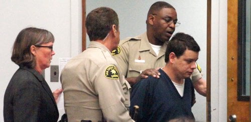 Christopher Bradley Nutt brought into a San Diego courtroom.  Photo Weatherston.