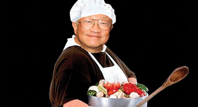 Big pots full of veggies make Chef Mark Sun smile.