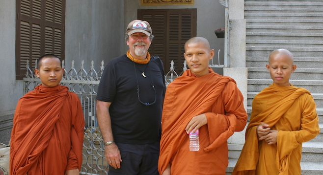 The author with a group of Buddhist novice monks. 