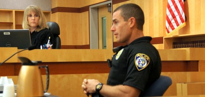 Judge Lewis and Officer Houchin in court. Photo Weatherston