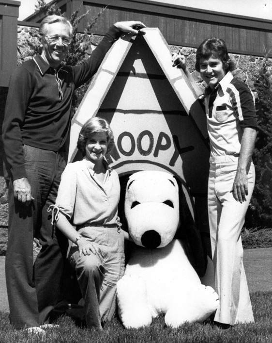 “Peanuts” creator Charles M. Schulz, Sally Dryer, the voice of Lucy Van Pelt, Snoopy, and Peter Robbins.