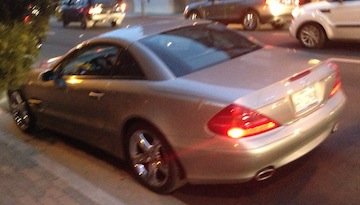 Mercedes Chase car pulling up for downtown Filner fundraiser
