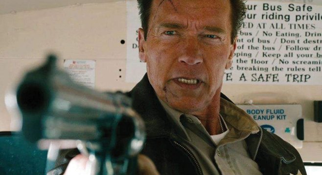 Former governor Schwarzenegger displays admirable gun control in his new violent thriller.