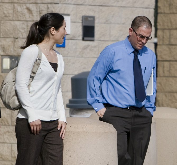Defendants Helwig and Torello leaving courthouse today.  Photo Nick Morris.