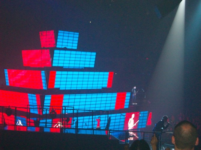 Colorful pyramid during Muse show at (formerly) the Sports Arena.