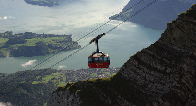 Jawdrop-worthy shot of Mt. Pilatus gondola. The Lucerne suburb of Kriens is a 30-minute ride away.