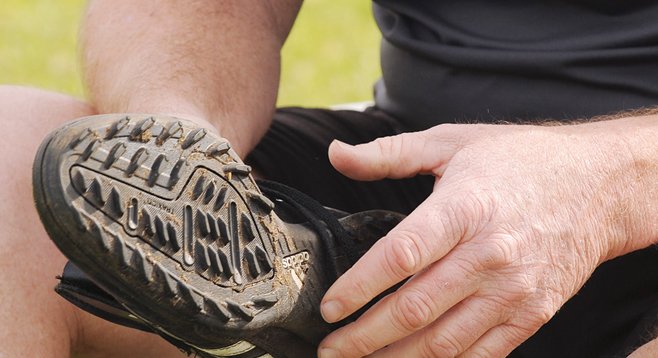 While turf shoes like this are allowed, the Park and Recreation Department is cracking down on longer-studded cleats at Mission Bay Park.