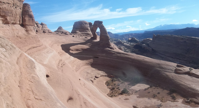 Forty minutes from Moab, Arches National Park's photogenic Delicate Arch on approach. 