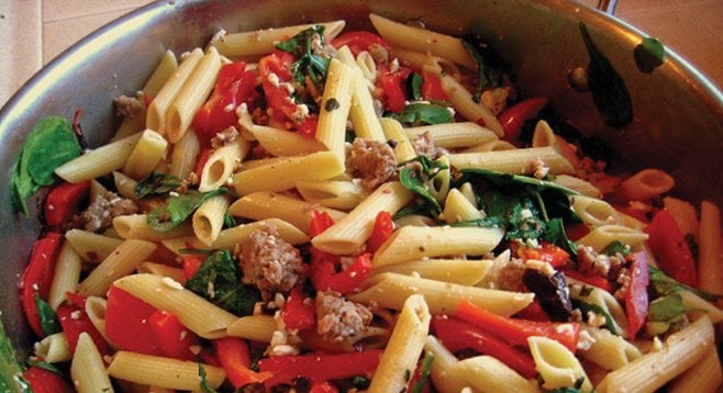 Sausage, peppers, and pasta 