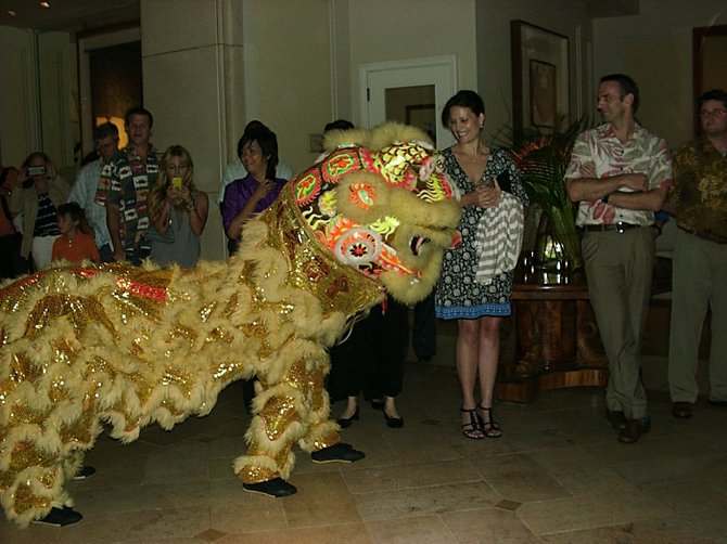 Year of the Snake lion dance, Four Seasons at Wailea, Maui.