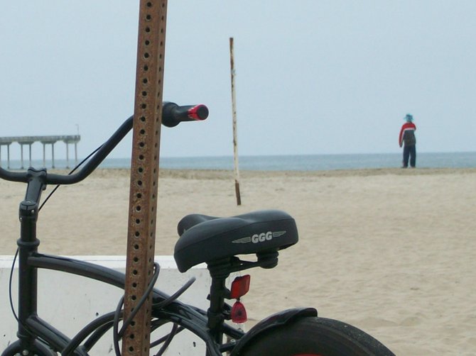 Checking out the waves in Ocean Beach.