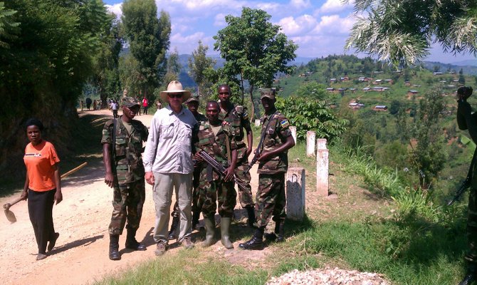 The author with a group of young Rwandan soldiers.