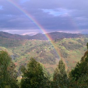 A double rainbow over the Karongi district near Kibuye, Rwanda.