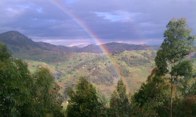 A double rainbow over the Karongi district near Kibuye, Rwanda.